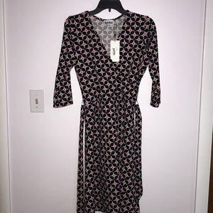 Leota Black and Pink Midi Dress